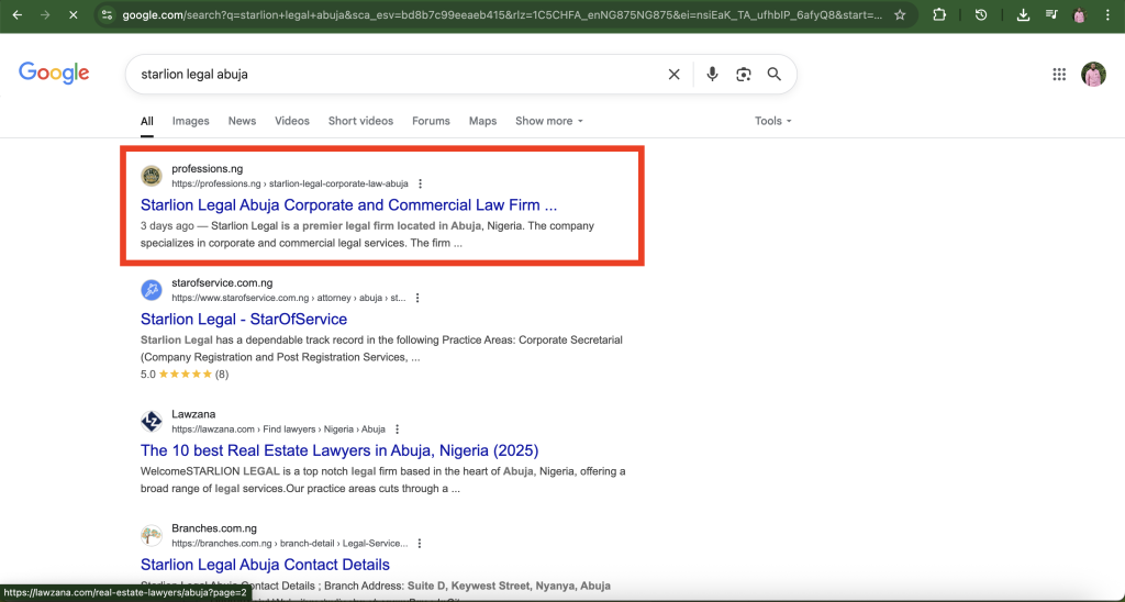 Starlion Legal Abuja Corporate and Commercial Law Firm with Years of Service