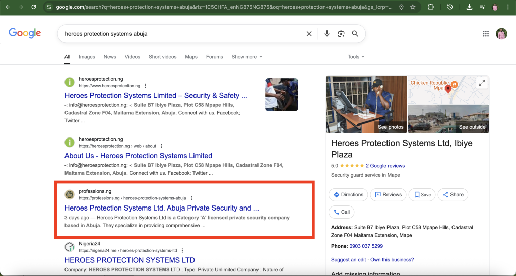 Heroes Protection Systems Ltd. Abuja Private Security and Risk Consultancy Services
